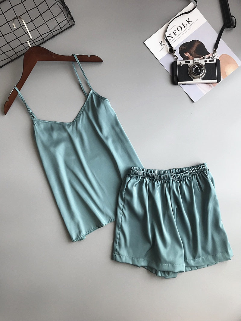 Zijde Pyjama Set Hemdje + Shorts