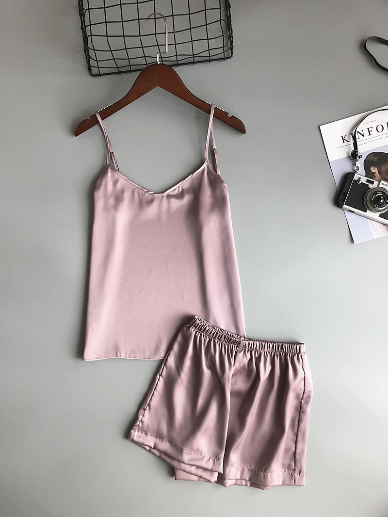 Zijde Pyjama Set Hemdje + Shorts