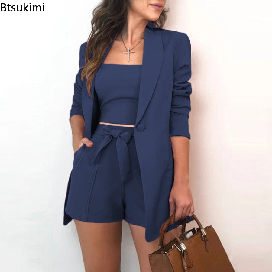Top & Blazer & Shorts Elegante 3-delige sets VALERIE