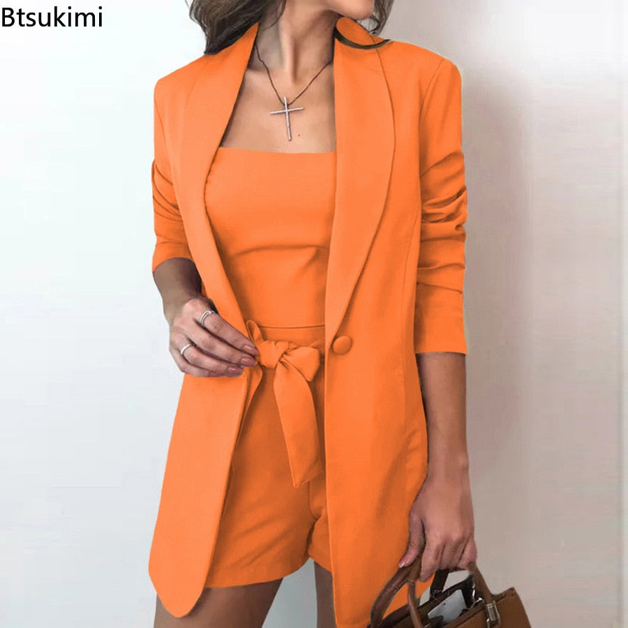 Top & Blazer & Shorts Elegante 3-delige sets VALERIE