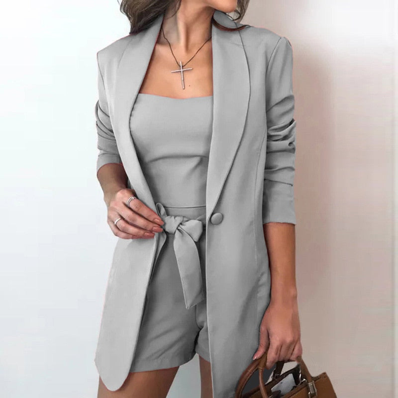 Top & Blazer & Shorts Elegante 3-delige sets VALERIE