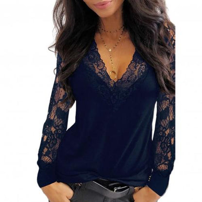 Blouse Met V-Hals en Kant