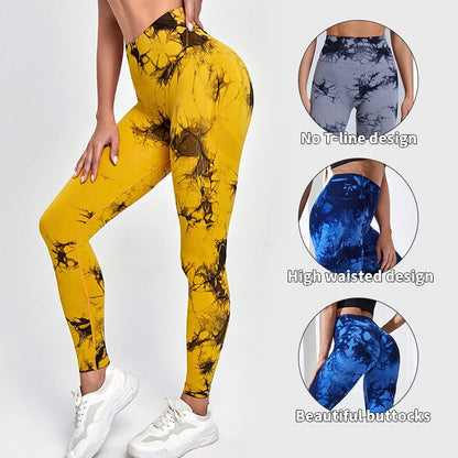 Tie Dye Sportbroek, Legging, Naadloze Hoge Taille Push Up (2023)
