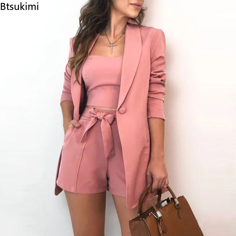 Top & Blazer & Shorts Elegante 3-delige sets VALERIE